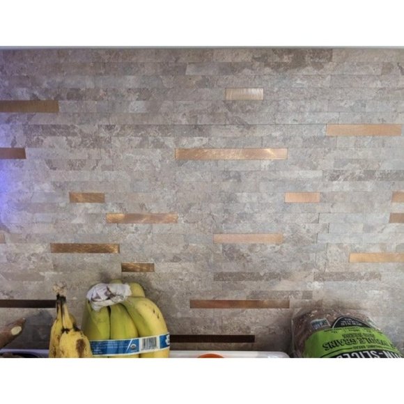 10-Sheet Peel and Stick Backsplash Wall Tile, PVC,  Beige, 9.4 - Picture 2 of 2